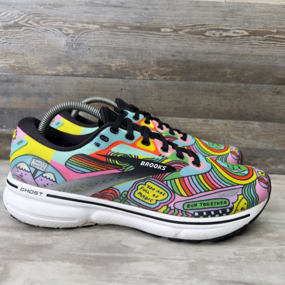 Brooks Ghost 15 Mens Size 9 Running Shoes Wednesday Holmes Pride Multicolor